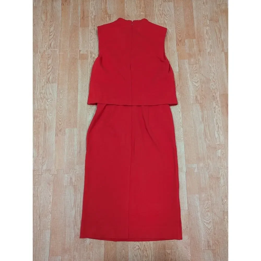 Diane Von Furstenberg Red Sleeveless Faux 2 piece Knee-Lenght Red Dress sz 2 - Picture 6 of 10